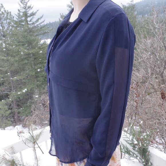 Sheer Navy Blue Blouse - Picture 6 of 12